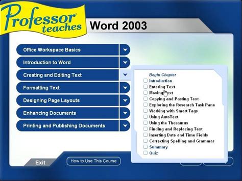 professor teaches office 2003